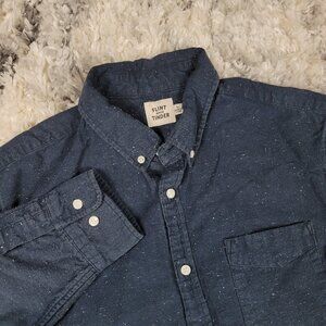 Flint & Tinder Architect Button Shirt Speckled Navy Size Large Huckberry Flannel